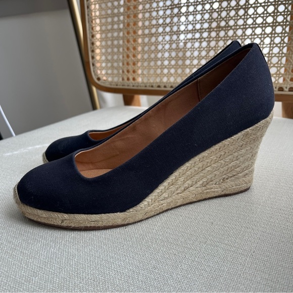 J. Crew Navy Blue Seville Wedge Espadrille Sandals | Size 8.5 - Picture 3 of 12
